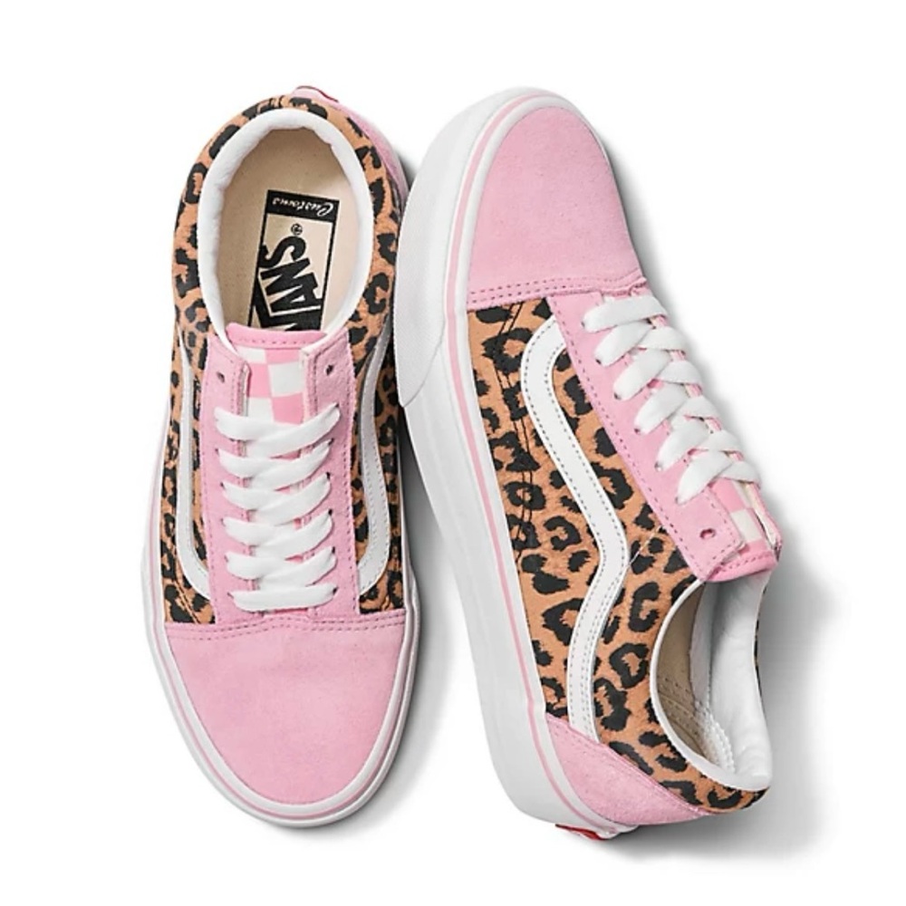 Customs prism pink leopard old skool vans suede leather Sz 6 New